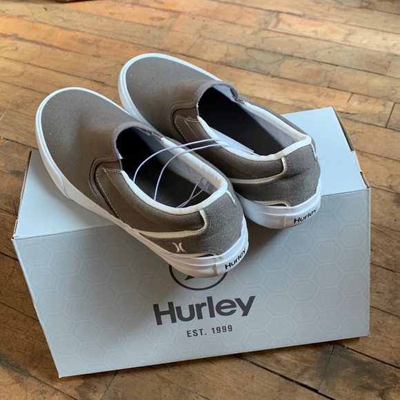 NWT Mens Hurley Arlo Slip Canvas Low Top Slip On Shoes Grey - Picture 4 of 5